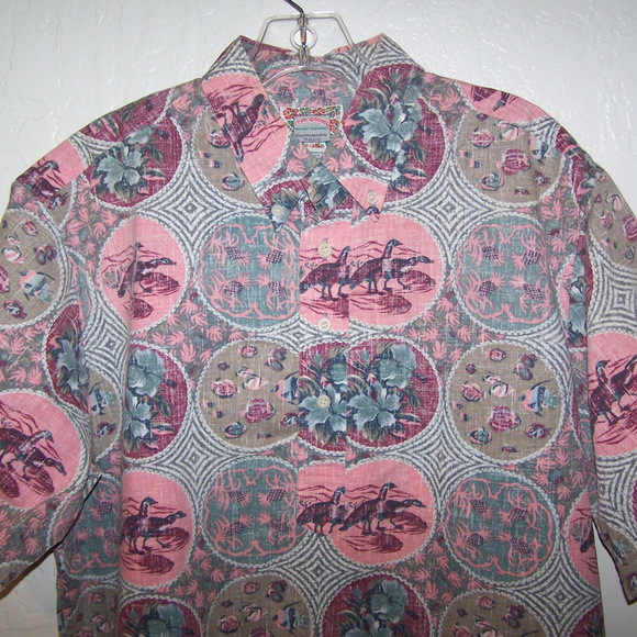 VTG REYN SPOONER HAWAIIAN PINK POLO SHIRT S3364 - Picture 2 of 7
